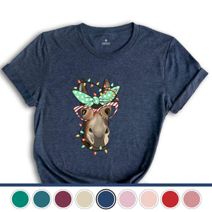 Christmas Donkey Shirt, Farm Animal Tee, Christmas Lights T-Shirt, Funny Animal Tee, Funny Christmas Gift, Humorous Xmas Shirt