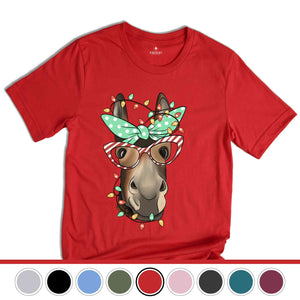 Christmas Donkey Shirt, Farm Animal Tee, Christmas Lights T-Shirt, Funny Animal Tee, Funny Christmas Gift, Humorous Xmas Shirt