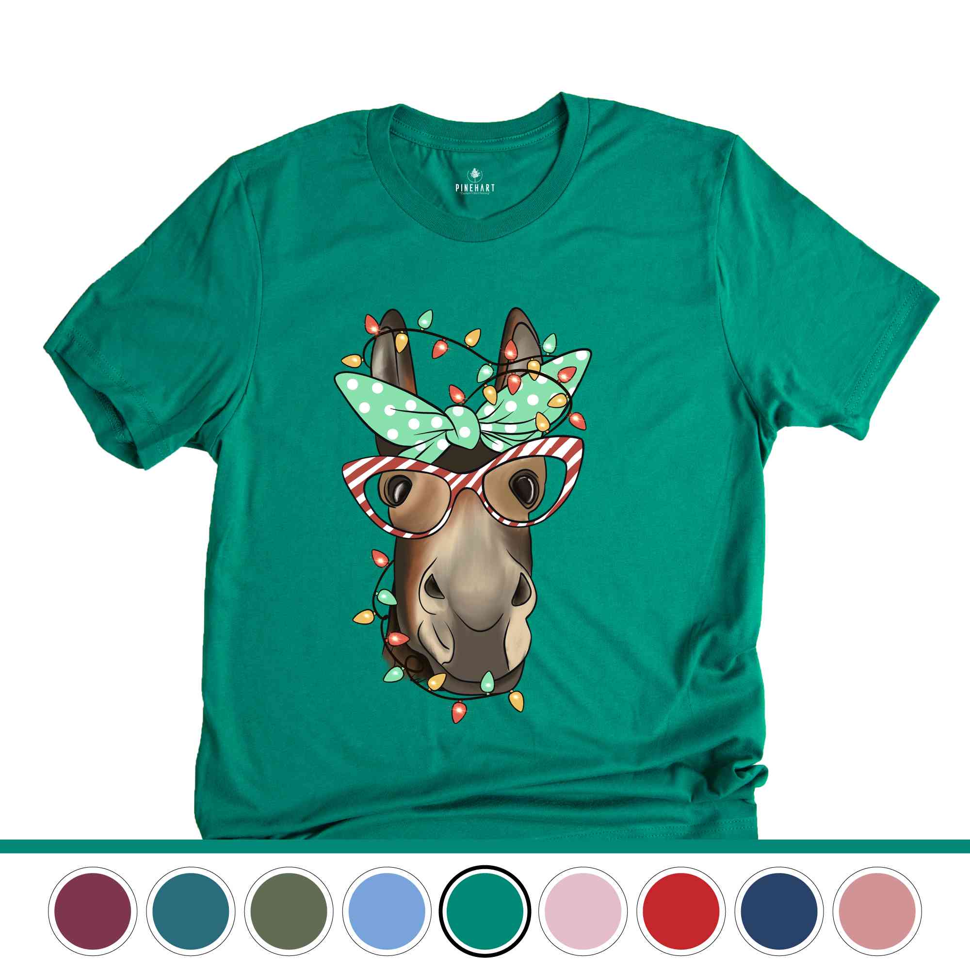 Christmas Donkey Shirt, Farm Animal Tee, Christmas Lights T-Shirt, Funny Animal Tee, Funny Christmas Gift, Humorous Xmas Shirt