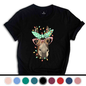 Christmas Donkey Shirt, Farm Animal Tee, Christmas Lights T-Shirt, Funny Animal Tee, Funny Christmas Gift, Humorous Xmas Shirt