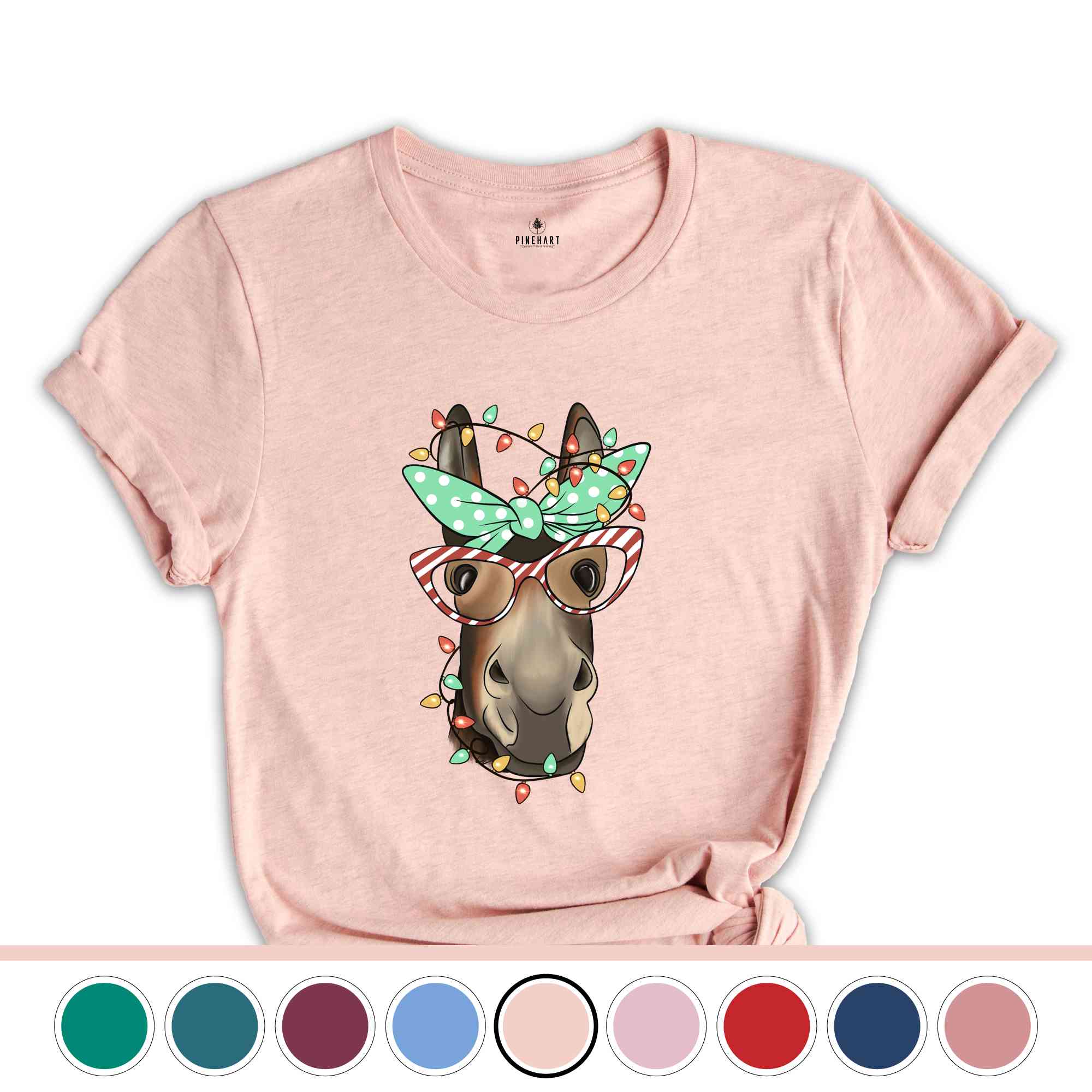 Christmas Donkey Shirt, Farm Animal Tee, Christmas Lights T-Shirt, Funny Animal Tee, Funny Christmas Gift, Humorous Xmas Shirt