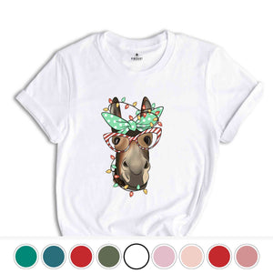 Christmas Donkey Shirt, Farm Animal Tee, Christmas Lights T-Shirt, Funny Animal Tee, Funny Christmas Gift, Humorous Xmas Shirt