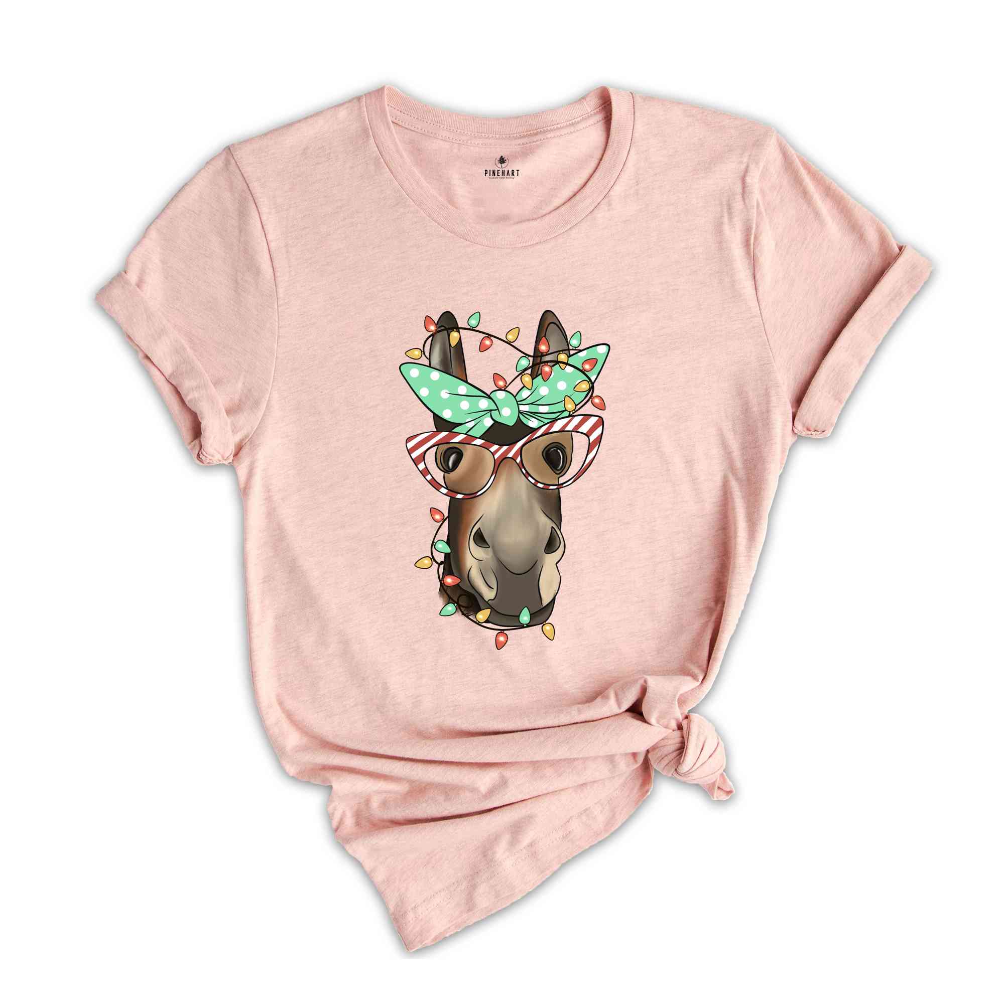 Christmas Donkey Shirt, Farm Animal Tee, Christmas Lights T-Shirt, Funny Animal Tee, Funny Christmas Gift, Humorous Xmas Shirt