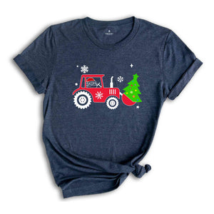 Christmas Farm Tractor Shirt, Christmas Tree T-Shirt, Farmer Tee, Xmas Farmer Costume, Farmer Gift, Xmas Country Shirt