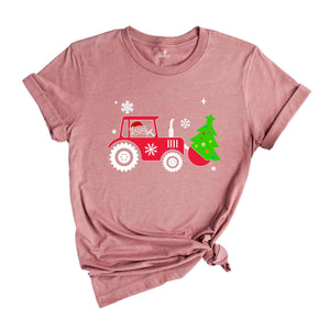 Christmas Farm Tractor Shirt, Christmas Tree T-Shirt, Farmer Tee, Xmas Farmer Costume, Farmer Gift, Xmas Country Shirt