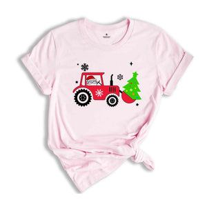 Christmas Farm Tractor Shirt, Christmas Tree T-Shirt, Farmer Tee, Xmas Farmer Costume, Farmer Gift, Xmas Country Shirt