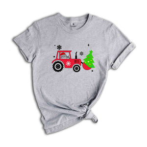 Christmas Farm Tractor Shirt, Christmas Tree T-Shirt, Farmer Tee, Xmas Farmer Costume, Farmer Gift, Xmas Country Shirt