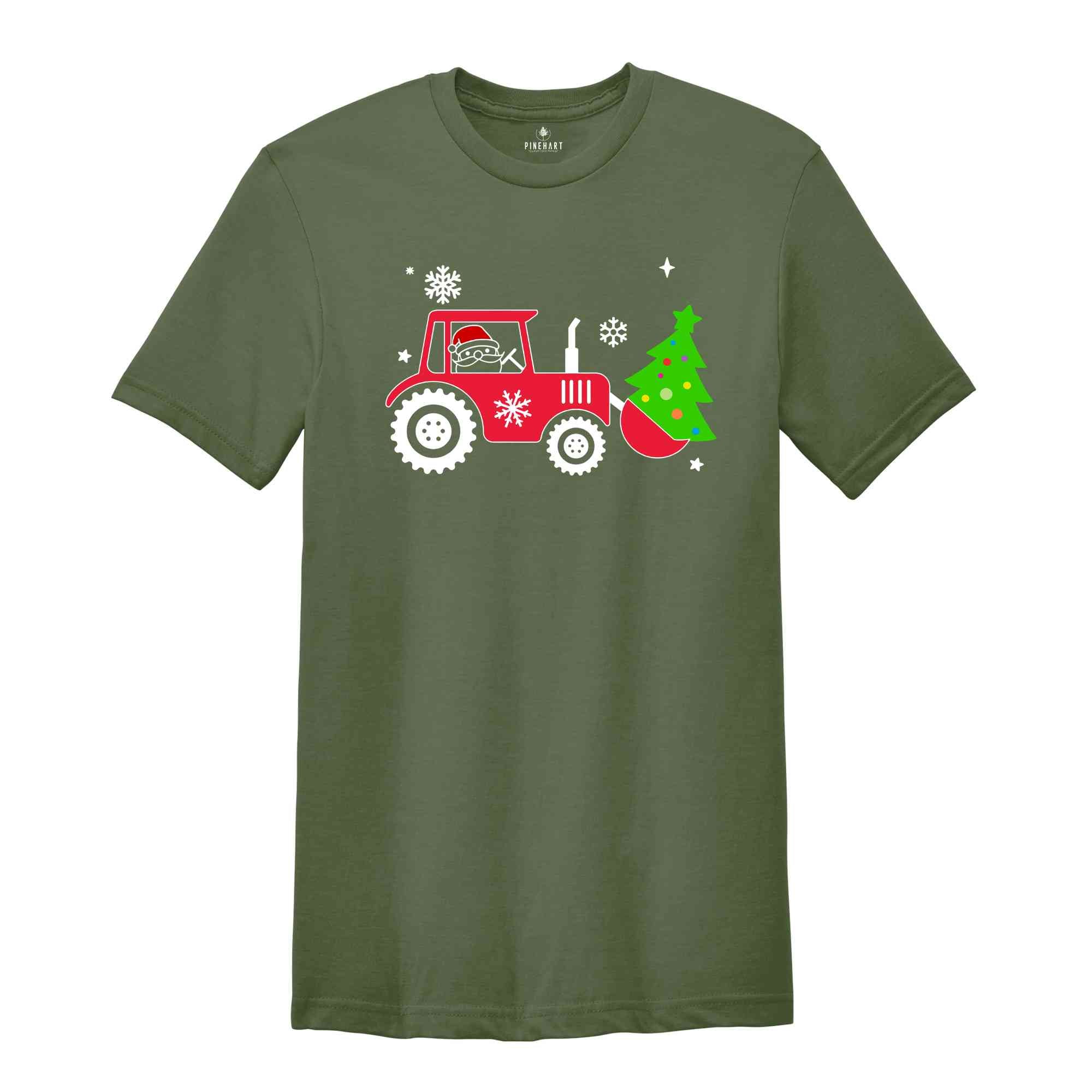Christmas Farm Tractor Shirt, Christmas Tree T-Shirt, Farmer Tee, Xmas Farmer Costume, Farmer Gift, Xmas Country Shirt
