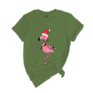 Christmas Flamingo Shirt, Funny Christmas Shirt, Tropical Christmas T-Shirt, Flamingo Apparel, Pink Flamingo Shirt, Christmas Party Shirt
