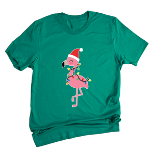 Christmas Flamingo Shirt, Funny Christmas Shirt, Tropical Christmas T-Shirt, Flamingo Apparel, Pink Flamingo Shirt, Christmas Party Shirt