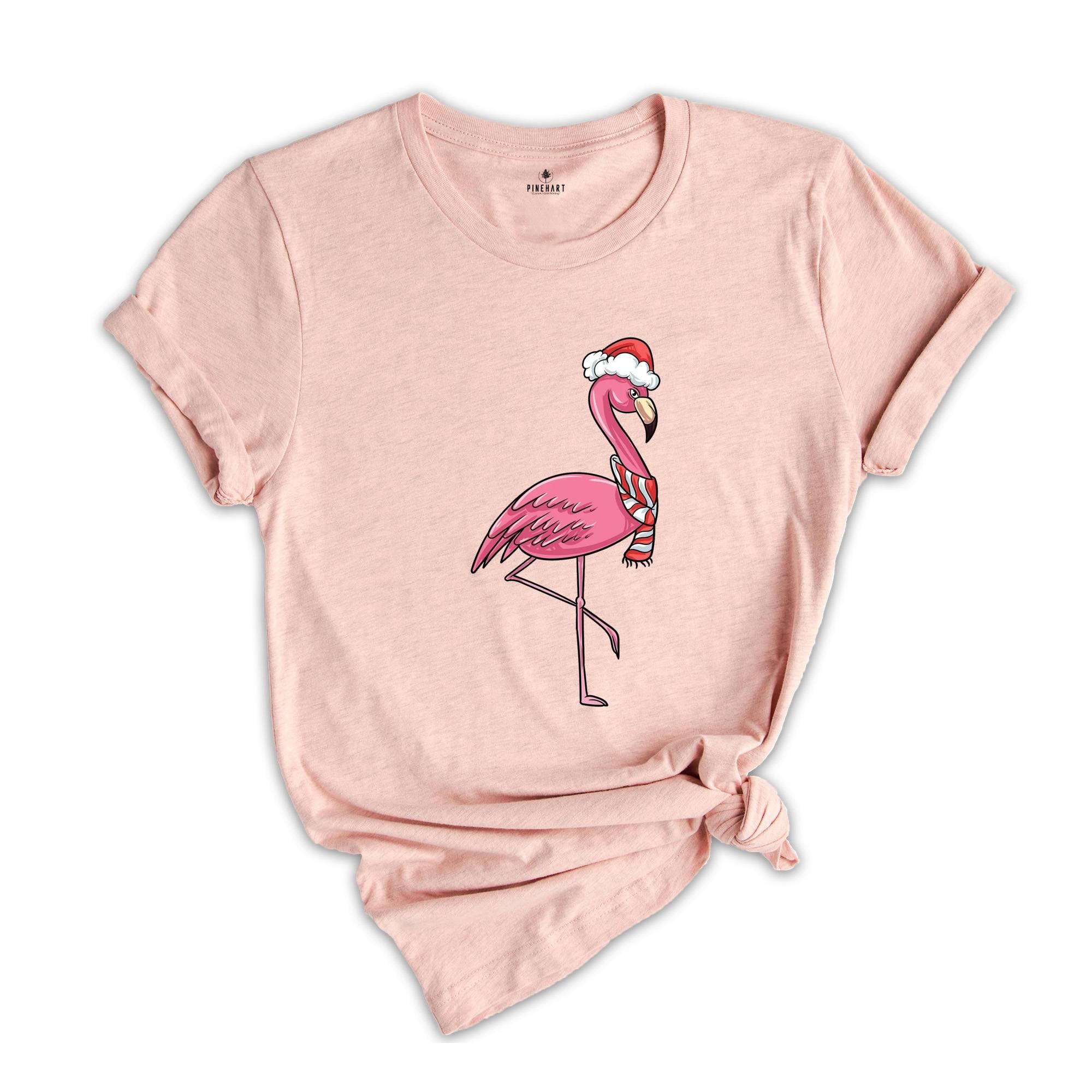 Christmas Flamingo Shirt, Funny Christmas Shirt, Tropical Christmas T-Shirt, Christmas Party Shirt, Flamingo Apparel, Pink Flamingo Shirt