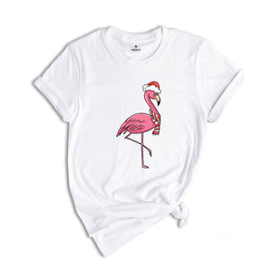 Christmas Flamingo Shirt, Funny Christmas Shirt, Tropical Christmas T-Shirt, Christmas Party Shirt, Flamingo Apparel, Pink Flamingo Shirt