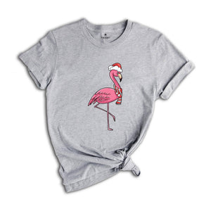 Christmas Flamingo Shirt, Funny Christmas Shirt, Tropical Christmas T-Shirt, Christmas Party Shirt, Flamingo Apparel, Pink Flamingo Shirt