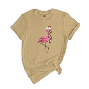 Christmas Flamingo Shirt, Funny Christmas Shirt, Tropical Christmas T-Shirt, Christmas Party Shirt, Flamingo Apparel, Pink Flamingo Shirt