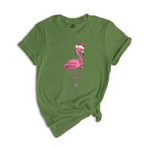 Christmas Flamingo Shirt, Funny Christmas Shirt, Tropical Christmas T-Shirt, Christmas Party Shirt, Flamingo Apparel, Pink Flamingo Shirt
