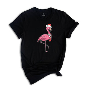 Christmas Flamingo Shirt, Funny Christmas Shirt, Tropical Christmas T-Shirt, Christmas Party Shirt, Flamingo Apparel, Pink Flamingo Shirt
