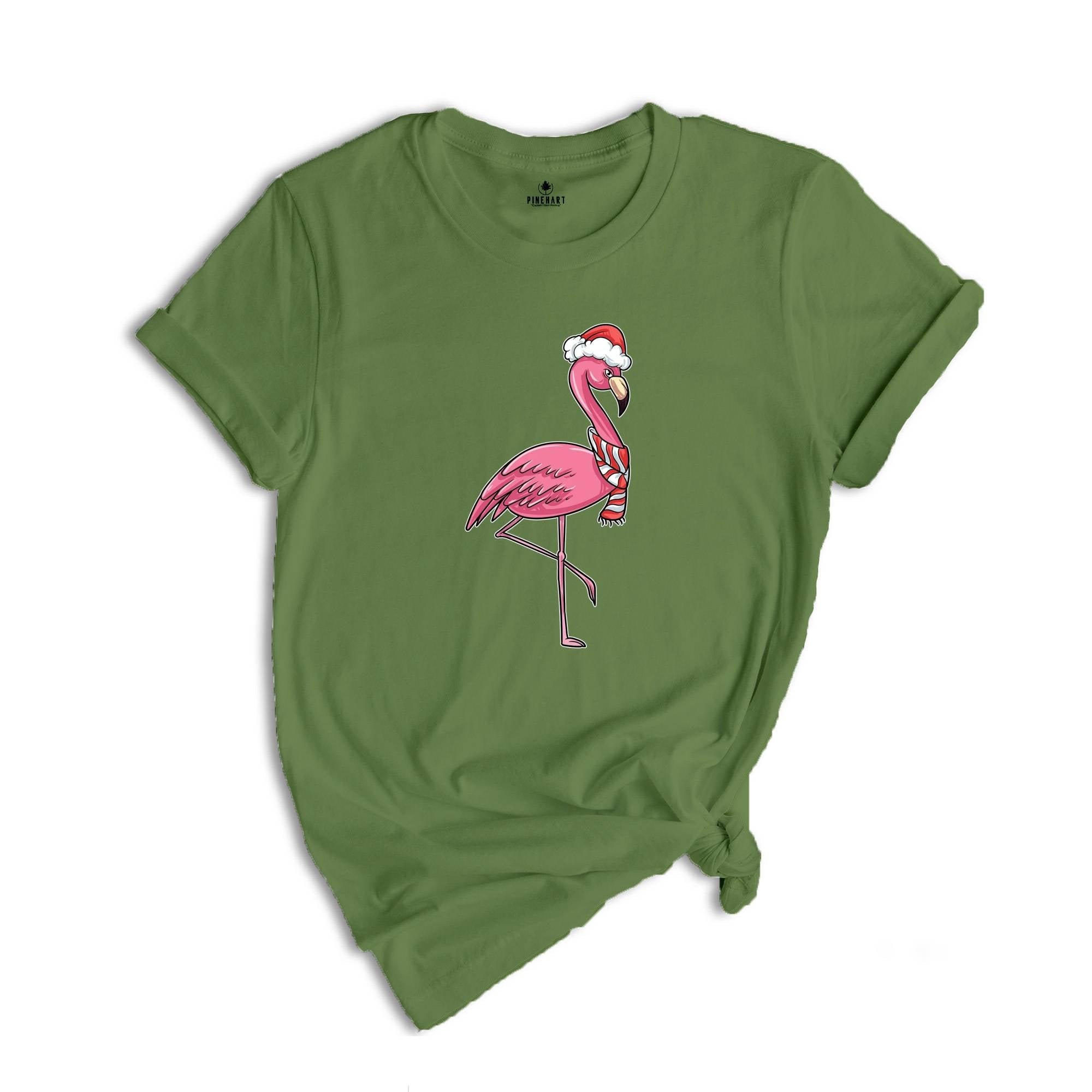 Christmas Flamingo Shirt, Funny Christmas Shirt, Tropical Christmas T-Shirt, Christmas Party Shirt, Flamingo Apparel, Pink Flamingo Shirt