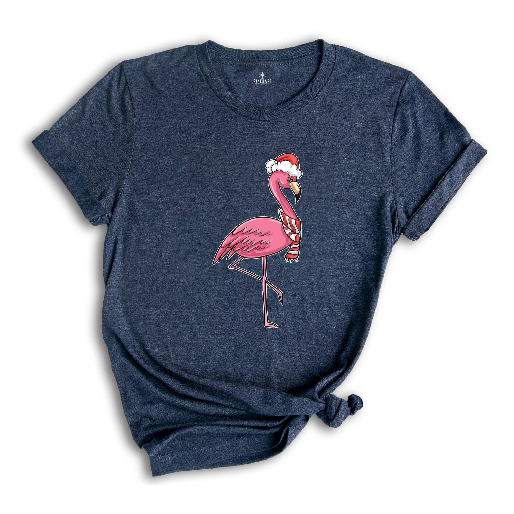 Christmas Flamingo Shirt, Funny Christmas Shirt, Tropical Christmas T-Shirt, Christmas Party Shirt, Flamingo Apparel, Pink Flamingo Shirt