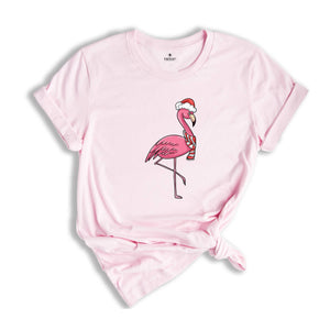 Christmas Flamingo Shirt, Funny Christmas Shirt, Tropical Christmas T-Shirt, Christmas Party Shirt, Flamingo Apparel, Pink Flamingo Shirt