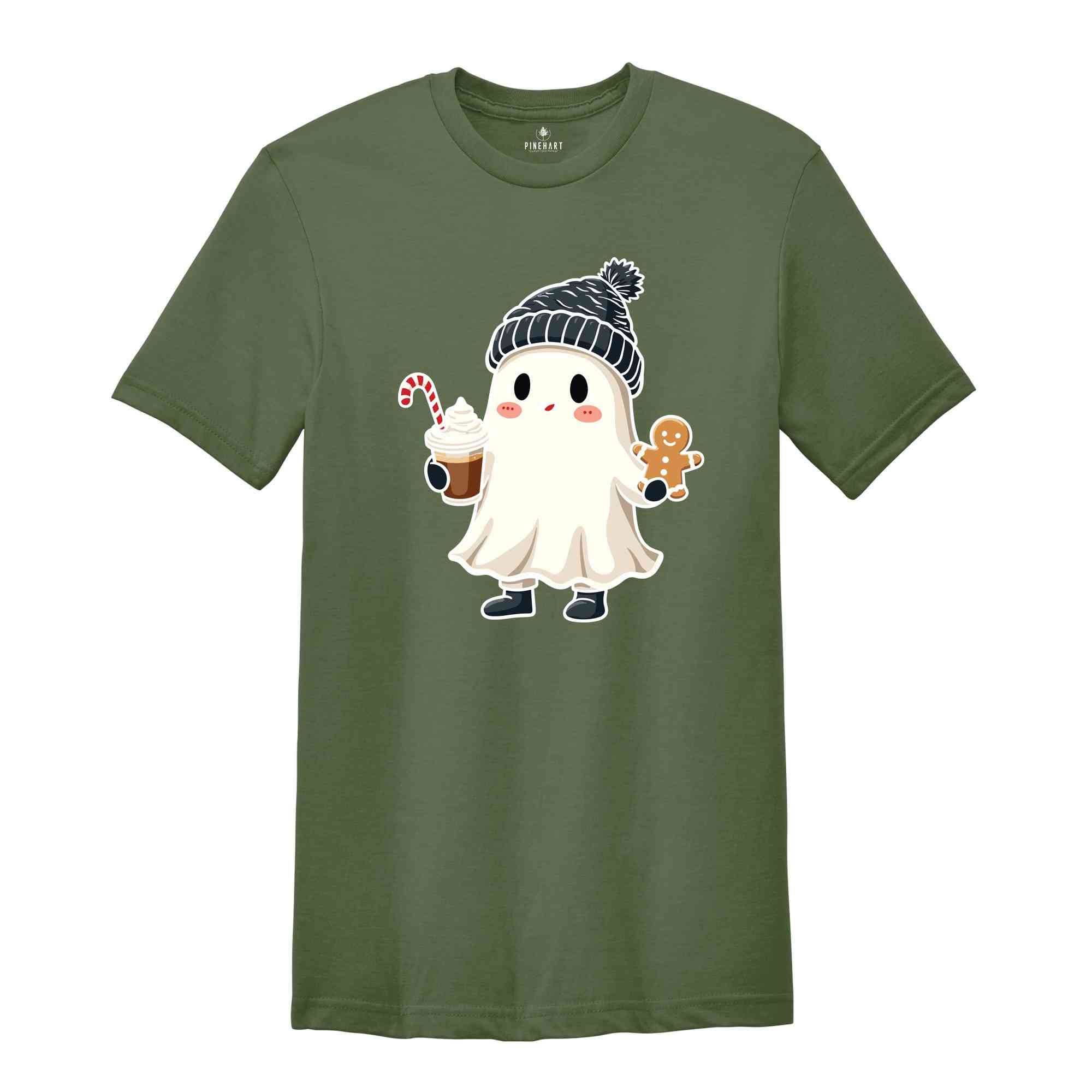 Christmas Ghost With Cookie T-Shirt, Spooky Christmas Shirt, Spooky Christmas Gifts, Holiday Spirit Shirt, Tis The Season Tee