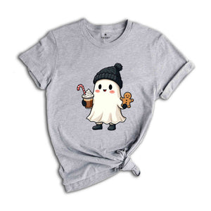 Christmas Ghost With Cookie T-Shirt, Spooky Christmas Shirt, Spooky Christmas Gifts, Holiday Spirit Shirt, Tis The Season Tee