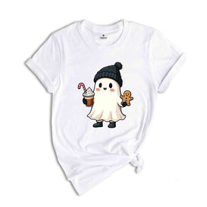 Christmas Ghost With Cookie T-Shirt, Spooky Christmas Shirt, Spooky Christmas Gifts, Holiday Spirit Shirt, Tis The Season Tee