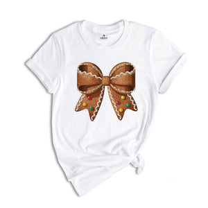 Christmas Gingerbread Shirt, Christmas Bow Shirt, Coquette Christmas Tee, Christmas Gift, Holiday Christmas Shirt