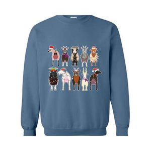 Christmas Goat Sweatshirt, Christmas Farm Girl Sweater, Animal Christmas Sweatshirt, Farmer Holiday Sweatshirt