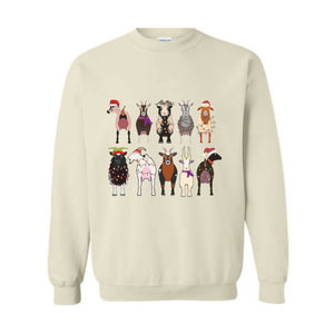 Christmas Goat Sweatshirt, Christmas Farm Girl Sweater, Animal Christmas Sweatshirt, Farmer Holiday Sweatshirt
