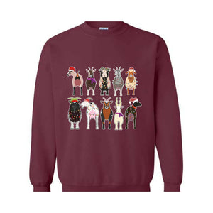 Christmas Goat Sweatshirt, Christmas Farm Girl Sweater, Animal Christmas Sweatshirt, Farmer Holiday Sweatshirt