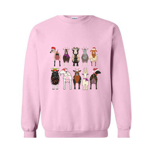 Christmas Goat Sweatshirt, Christmas Farm Girl Sweater, Animal Christmas Sweatshirt, Farmer Holiday Sweatshirt