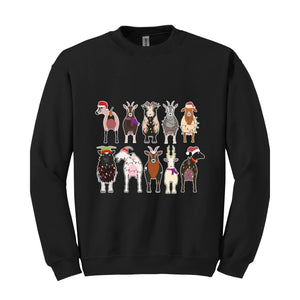 Christmas Goat Sweatshirt, Christmas Farm Girl Sweater, Animal Christmas Sweatshirt, Farmer Holiday Sweatshirt