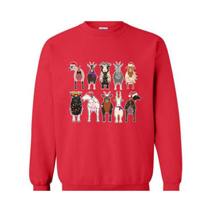 Christmas Goat Sweatshirt, Christmas Farm Girl Sweater, Animal Christmas Sweatshirt, Farmer Holiday Sweatshirt