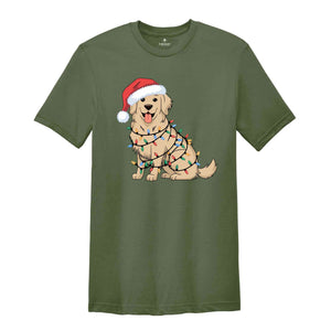Christmas Golden Retriever Shirt, Christmas Dog Shirt, Christmas Lights Tee, Dog Mom Shirt, Golden Mom Shirt, Gift for Dog Lover