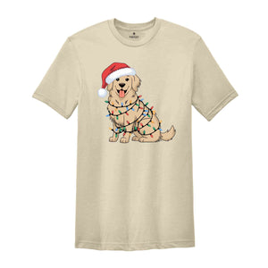 Christmas Golden Retriever Shirt, Christmas Dog Shirt, Christmas Lights Tee, Dog Mom Shirt, Golden Mom Shirt, Gift for Dog Lover