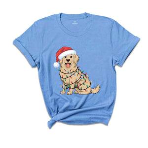 Christmas Golden Retriever Shirt, Christmas Dog Shirt, Christmas Lights Tee, Dog Mom Shirt, Golden Mom Shirt, Gift for Dog Lover