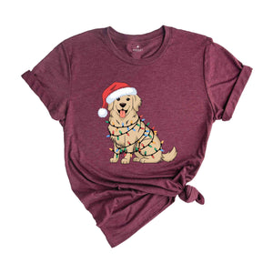 Christmas Golden Retriever Shirt, Christmas Dog Shirt, Christmas Lights Tee, Dog Mom Shirt, Golden Mom Shirt, Gift for Dog Lover