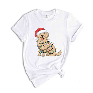 Christmas Golden Retriever Shirt, Christmas Dog Shirt, Christmas Lights Tee, Dog Mom Shirt, Golden Mom Shirt, Gift for Dog Lover
