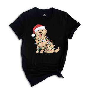 Christmas Golden Retriever Shirt, Christmas Dog Shirt, Christmas Lights Tee, Dog Mom Shirt, Golden Mom Shirt, Gift for Dog Lover