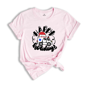 Christmas Happy Holidays Ambulance T-Shirt, Christmas ER Shirt, Gift For Emergency Medical Technician, Medical Tee