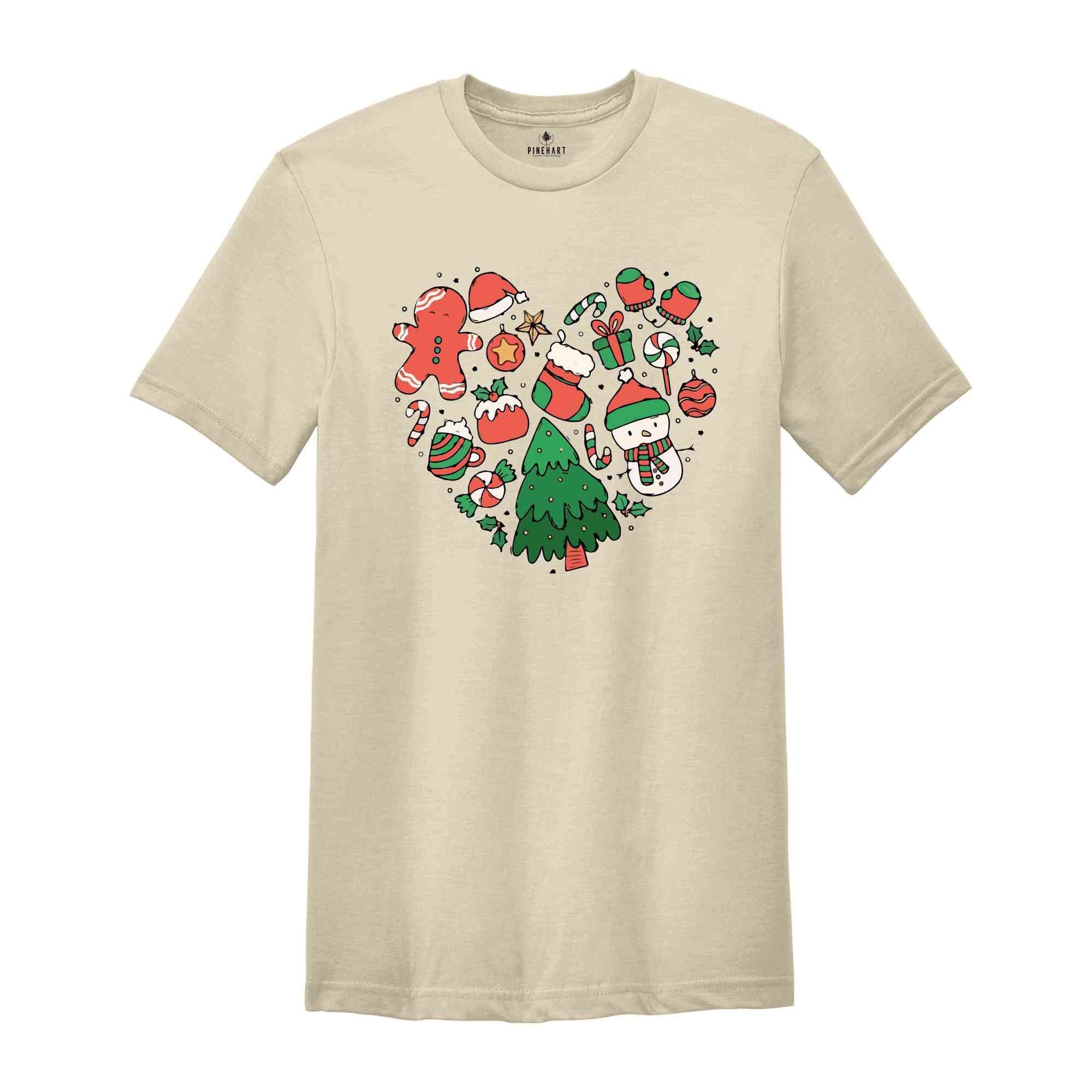 Christmas Heart Doodle Shirt, Christmas Shirt, Cute Christmas Shirt, Christmas Gift, Santa Shirt, Christmas Pajamas