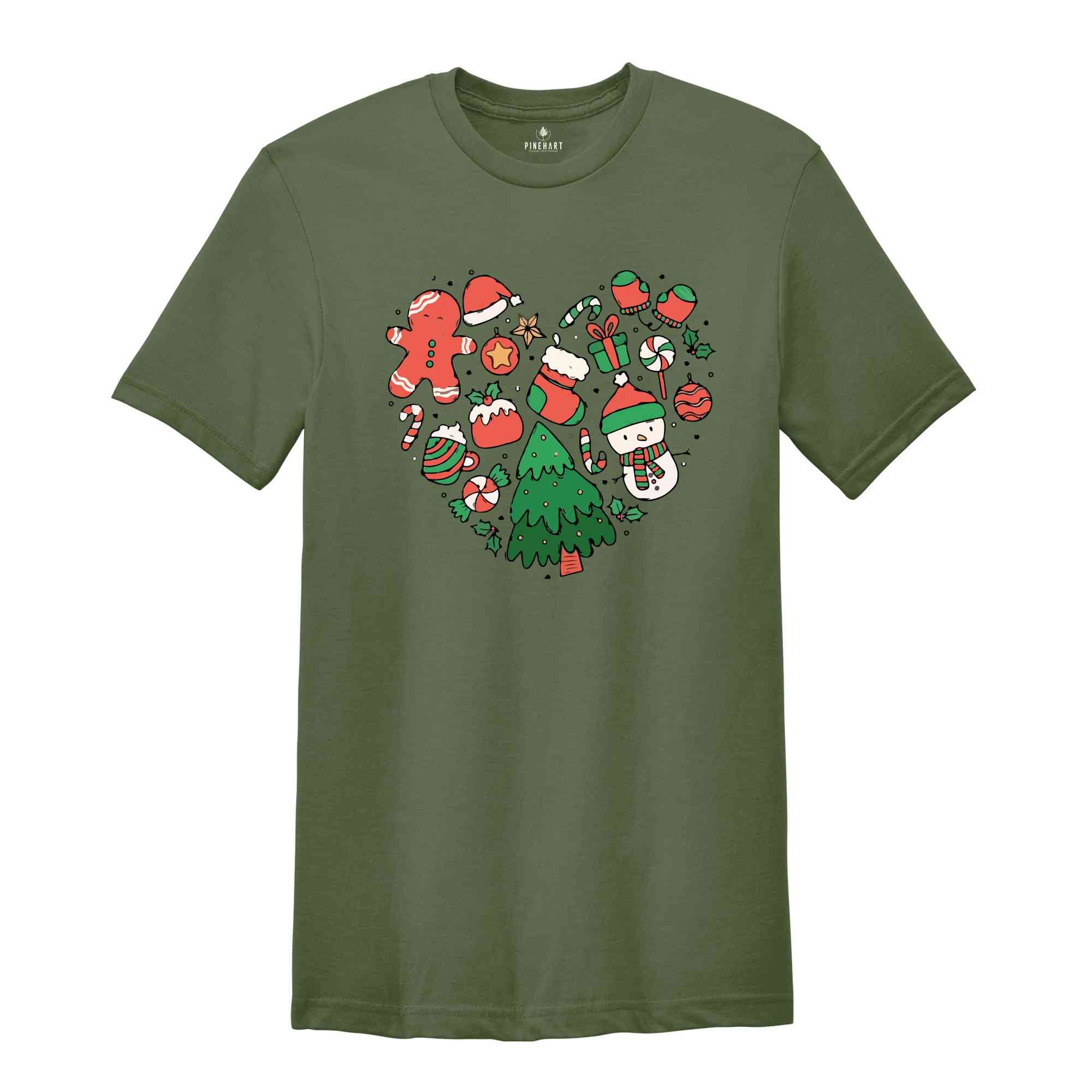 Christmas Heart Doodle Shirt, Christmas Shirt, Cute Christmas Shirt, Christmas Gift, Santa Shirt, Christmas Pajamas