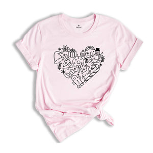 Christmas Heart Shirt, Holiday T-Shirt, Floral Christmas Tee, Christmas Tree T-Shirt, Santa Hat Apparel, Family Christmas Gift