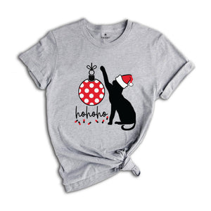 Christmas Ho Ho Ho Cat Shirt, Meowy Christmas Shirt, Christmas Gift, Christmas Cat Shirt, Cat Mom Shirt
