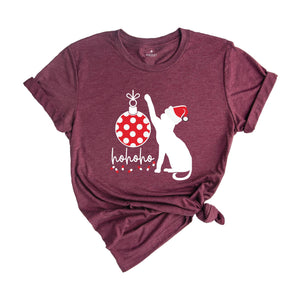 Christmas Ho Ho Ho Cat Shirt, Meowy Christmas Shirt, Christmas Gift, Christmas Cat Shirt, Cat Mom Shirt