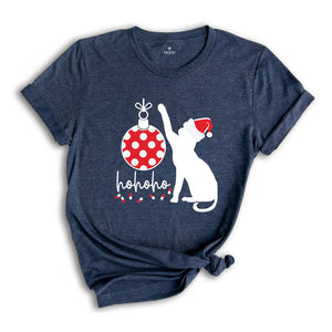 Christmas Ho Ho Ho Cat Shirt, Meowy Christmas Shirt, Christmas Gift, Christmas Cat Shirt, Cat Mom Shirt
