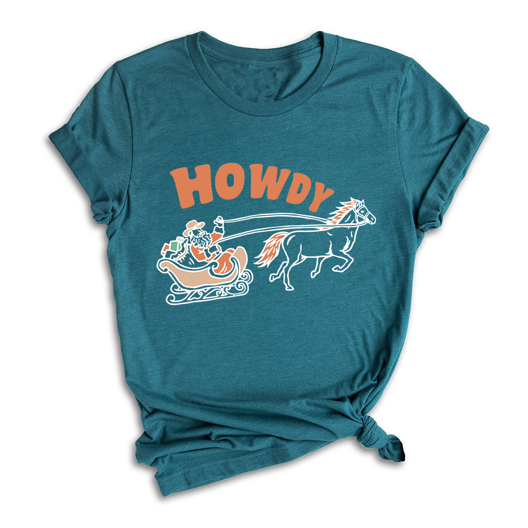 Christmas Howdy Shirt, Western Christmas Shirt, Cowboy Santa Shirt, Country Christmas T-Shirt, Howdy Apparel, Retro Santa Shirt