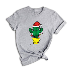Christmas Lights Cactus Shirt, Holiday Cactus T-Shirt, Cute Cactus Shirt, Xmas Cactus Shirt, Western Christmas Shirt, Cactus Lover Shirt
