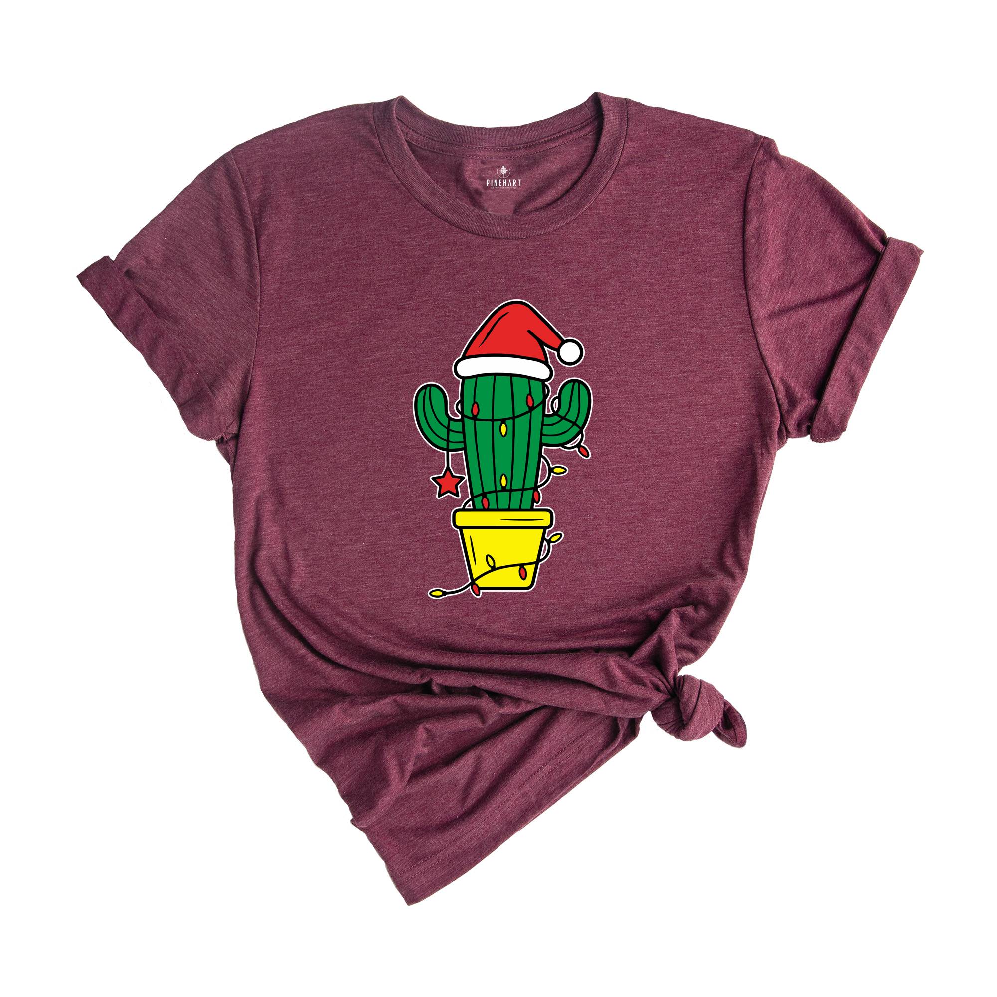 Christmas Lights Cactus Shirt, Holiday Cactus T-Shirt, Cute Cactus Shirt, Xmas Cactus Shirt, Western Christmas Shirt, Cactus Lover Shirt