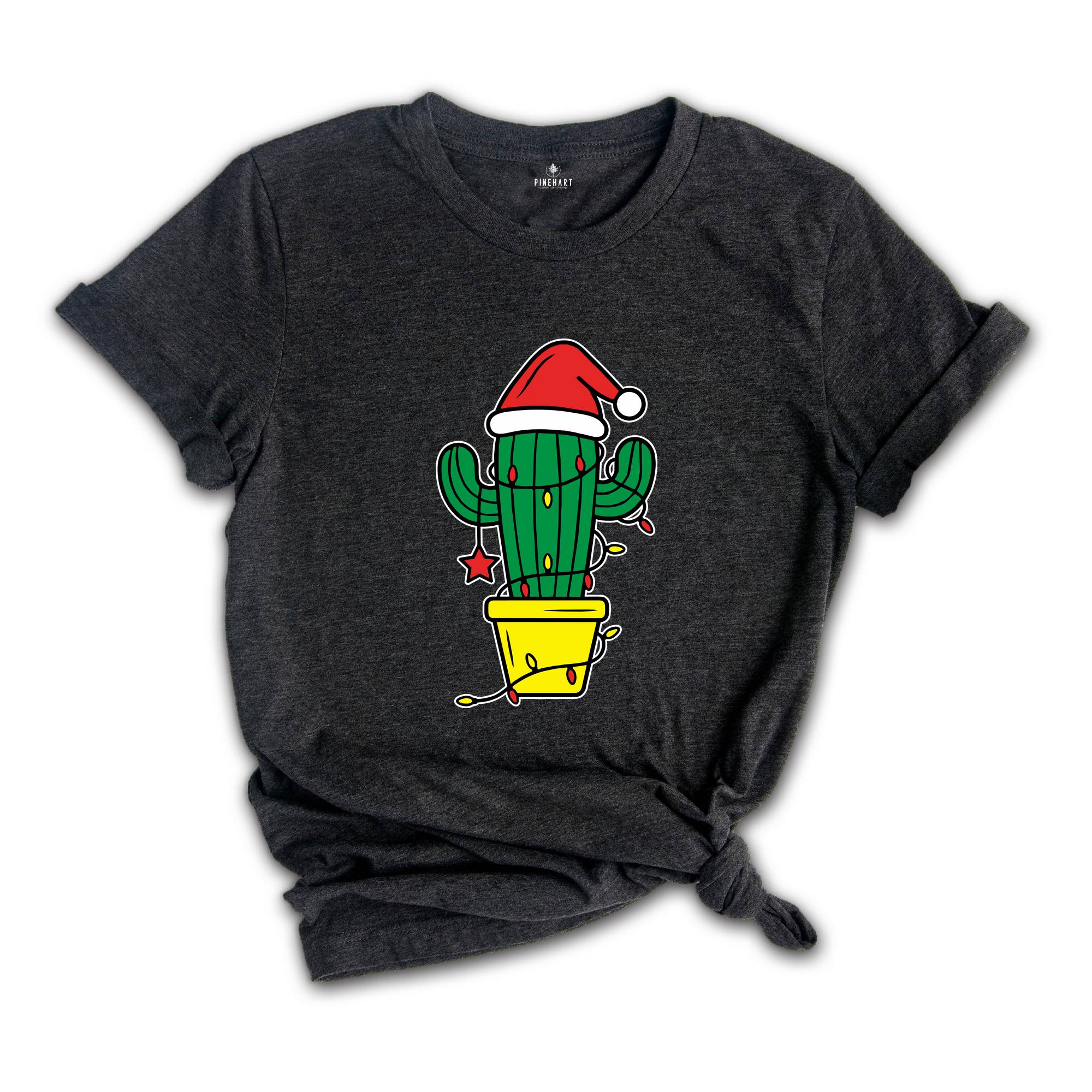 Christmas Lights Cactus Shirt, Holiday Cactus T-Shirt, Cute Cactus Shirt, Xmas Cactus Shirt, Western Christmas Shirt, Cactus Lover Shirt